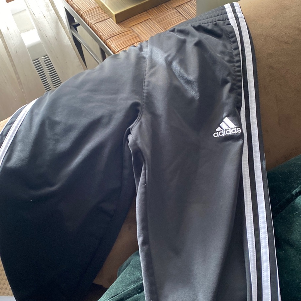 Adidas boys black and white joggers